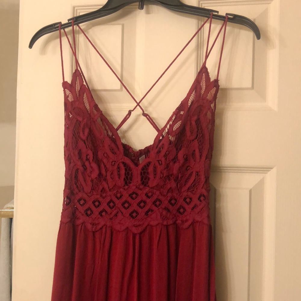 Free People Red Lace Maxi Dress